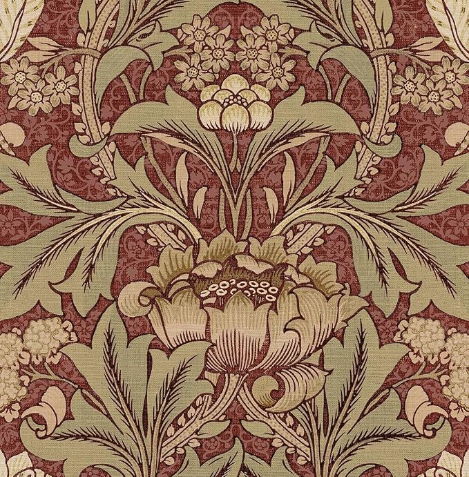 NextWall Acanthus Floral Peel and Stick Wallpaper (Red Clay & Lichen)