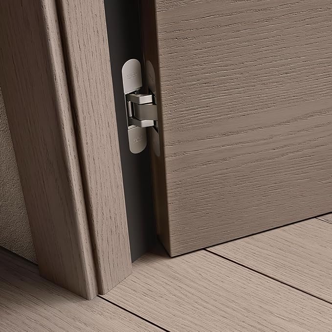 YAGU 5.5 inch 3 Way Adjustable Invisible Hinges Hidden Door Hinges Concealed Hinges Zinc Alloy 180 Degree Swing Hinge 5.5 x 3 x 1.1 inch Matte Silver (1 Piece)
