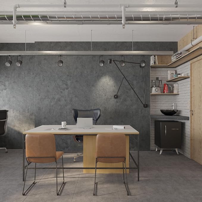 3yecao 16"×354" Thick Grey Concrete Wallpaper Peel and Stick Waterproof Glossy Industrial Gray Concrete Contact Paper Vinyl Wrap Self Adhesive Cement Tile Sticker for Bedroom Bathroom Office Gym Walls