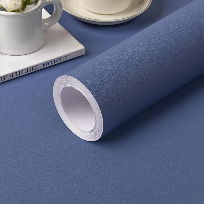 Blue Peel and Stick Wallpaper Blue Contact Paper for Cabinets and Drawers | 15.7" x 236.2" Self Adhesive Removable Vinyl Film WallPaper for Bedroom Decorative Table and Wall Reform