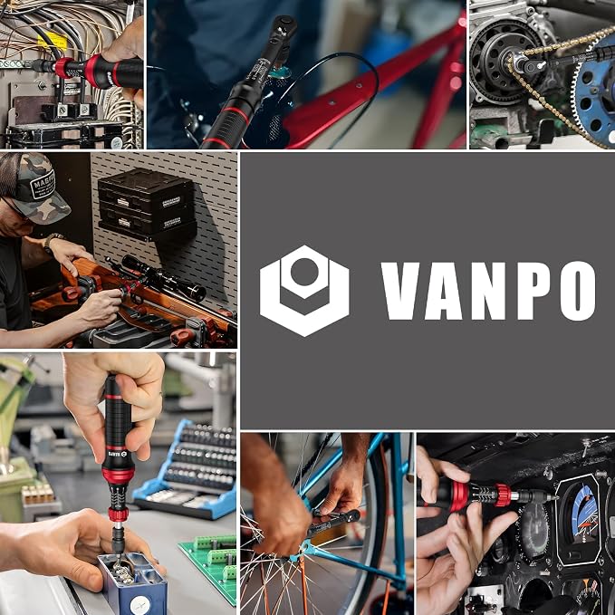 VANPO 49-Pc Torque Screwdriver & Wrench Set, 10-70In-lb & 1-12Nm Dual Range | with S2 Steel Bits & Sockets, for MTB Carbon Bikes, Firearm Optics, Scope Mounting & Professional DIY Repairs