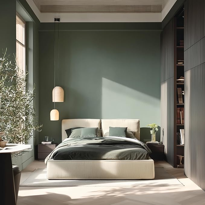 EVOLVE Interior Paint & Primer, Eggshell (Ivy Green), 5 Gallon – One-Coat Coverage, Excellent Hide, Low VOC, Low Odor, Washable Paint for Walls, Doors & Trim