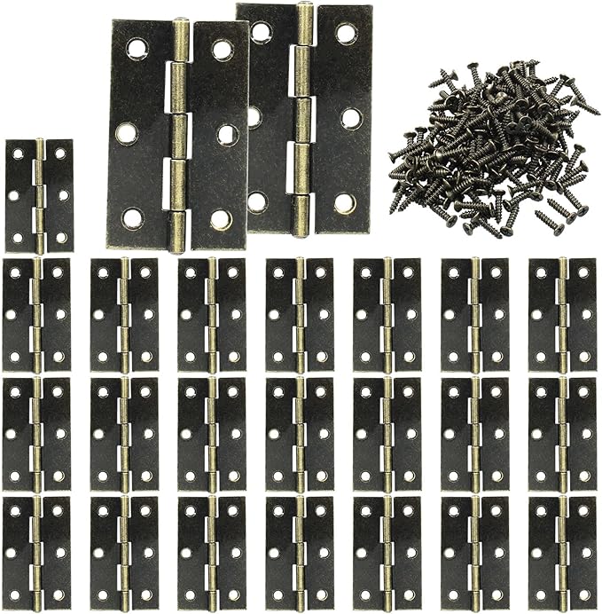 Murtenze 24 Pack 2.5 Inch Cabinet Hinges: Antique Bronze Butt Hinges With Ball Bearing and Mounting Screws
