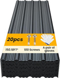 20 pcs Metal Roofing Panels - Corrugated Galvanized Roof Panels L61.02x W17.72 Inch, Waterproof Tin Roof Sheets for Garages,Sheds, Stables and Mobile Homes, Includes Screws(Grey,L61.02''-20)