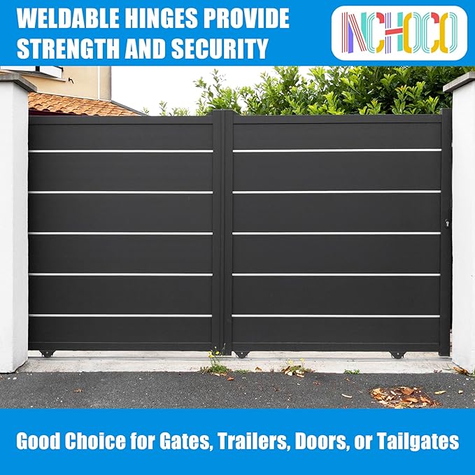 Weld On Hinges Extra Heavy Duty 4.4" x 4" Weldable Metal Butterfly Hinges Solid Steel Welding Butt Hinge Thickness 5mm for Heavy Metal Farm Garage Trailer Gates & Doors - 2 Pcs