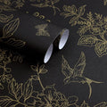 Froluya Black and Gold Wallpaper Peel and Stick Wallpaper 17.7"x590.5" Vintage Floral Boho Peel and Stick Wall Paper Dark Removable Self Adhesive Contact Paper for Bedroom Cabinets Shelf Liner Vinyl