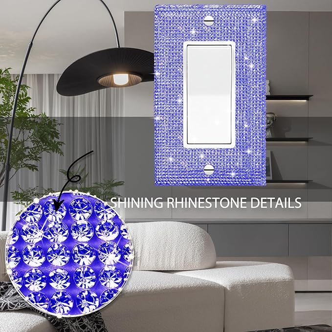 Shiny Purple Rhinestones Switch Plates And Outlet Covers Light Switch Cover Decorative Wall Plate Light Switch Cover Plate Rhinestone Bling Outlet Cover, Standard Size