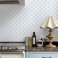 Dimoon Blue Peel and Stick Wallpaper Retro Floral Contact Paper Vintage Boho Cute Wallpaper Renter Friendly Removable Geometric Wall Paper for Bathroom Kitchen Textured Vinyl 17.3''x197''
