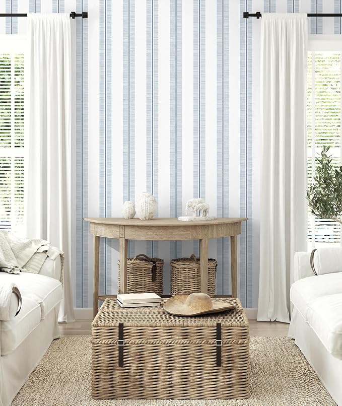 NextWall Beach Towel Stripe Peel and Stick Wallpaper (Blue Skies)