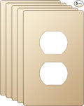 ENERLITES Elite Series Duplex Outlet Receptacle Cover, Screwless Wall Plate, Standard Size, 1-Gang 4.68" x 2.93", Unbreakable Polycarbonate Thermoplastic, UL Listed, SI8821-GD-5PCS, Gold, 5 pack