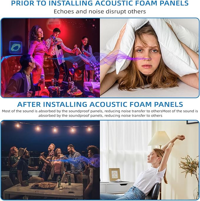 1 Pcs Sound Proof Foam Panels |48"×24"×2" Quick-Recovery Soundproof Wall Panels | High Density Sound Dampening Panels for Home Studio,(Black)