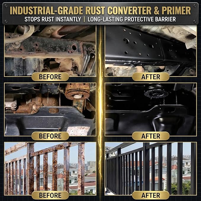 2 in 1 Rust Converter & Metal Primer, 35 oz Black Rust Reformer Paint for Metal, Trailer, Truck Frame, Car Chassis, Ultra Rust Encapsulator & Inhibitor, Heat Resistance Rust Neutralizer & Conversion