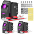Nilight 3 Pack Rocker Switches with Night Glow Stickers On Off 5 PIN SPST LED Switch Pinkish Purple Backlit 12V/24V for Cars Trucks RVs Boats Auto Motorcycles