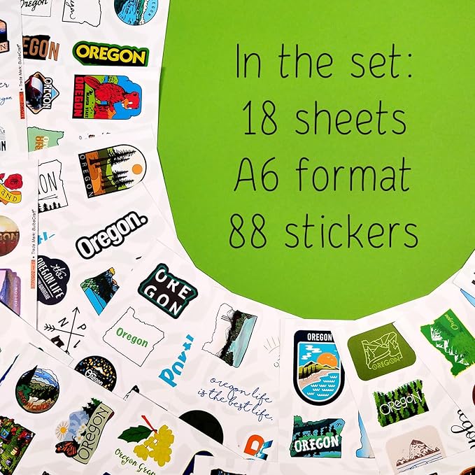 BulbaCraft Oregon Stickers and Decals for Water Bottles & Laptop, Scrapbook - Oregon Gifts and Souvenirs Laptop Decals, Gifts for Women & Men