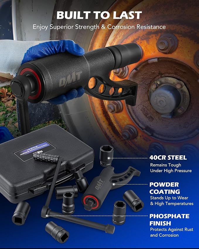 Orion Motor Tech 11pc 1" Drive 6800 Nm Torque Multiplier | 1:64 Labor Saving, 21-38mm Cr-V Sockets, for Semi Trucks RVs Buses