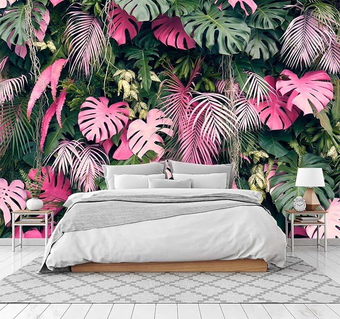 Cliouar-Wall Mural Wallpaper for Bedroom Living Room 3D Mural Monstera Tropical Plant Green Plant Banana Leaf Palm Leaf 182" x 122"(Not Peel and Stick)