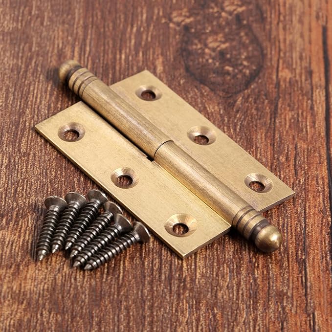 dophee 2pcs Vintage Industrial Style Folding Butt Hinges with Screws for Cupboard Cabinet Door Wardrobe Wooden Boxes Cases Furniture Hardware, Antique Brass, 2.83"x1.97"x1.34"