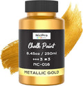 Nicpro Gold Chalk Paint for Furniture, 8.45oz/250ml, All-in-One Metallic Gold Leaf Paint with Built-In Primer & Topcoat, Soft Gloss Finish, Non-Toxic Chalk Paints for Wood, Metal & Home Decor