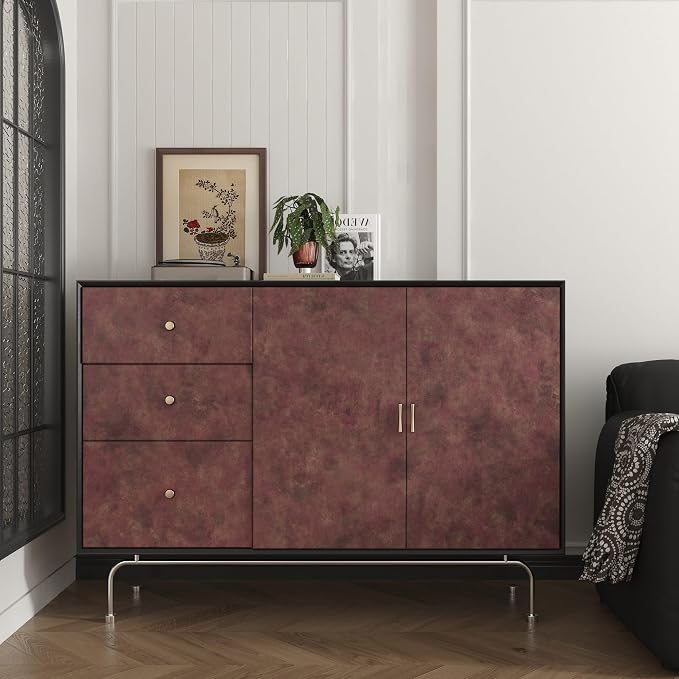 JSEVEM 31"×591" Red Rusty Concrete Wallpaper Peel and Stick Luxury Metallic Industrial Cement Contact Paper Waterproof 3D Textured Adhesive Vinyl Wrap for Countertops Bedroom Living Room Office Walls