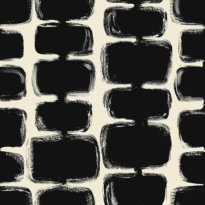 Safiyya 17.3"x393" Peel and Stick Wallpaper Black and Cream White Contact Paper Mid Century Modern Abstract Geometric Wall Paper Self Adhesive Removable Wallpaper for Bathroom and Bedroom Vinyl