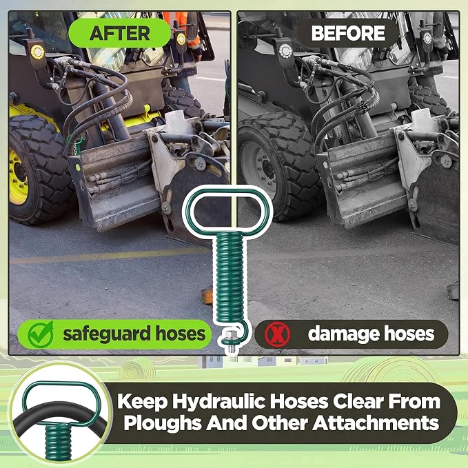 2 Pcs Hydraulic Hose Hanger Spring Clamp for Tractor, Green
