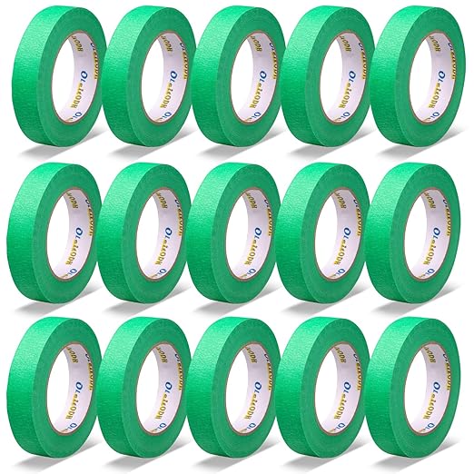 Oleitodh 15 Rolls Green Painters Tape Bulk 1 inch x 825 Yards, Painters Masking Tape No Residue Wall Painting Tape Artist Tape Trim Edge Finishing Tape for Wall Painting Decoration DIY Supplies