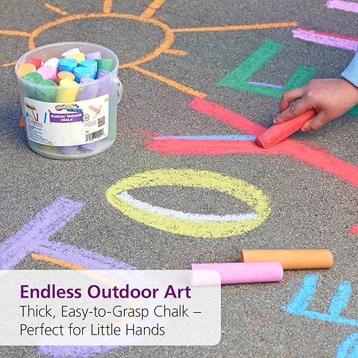 Colorations Jumbo Washable Sidewalk Chalk Set - 20 Pieces, 8 Assorted Colors, 4” x 1” Each, Non-Toxic, Outdoor Play for Kids, Ages 4+