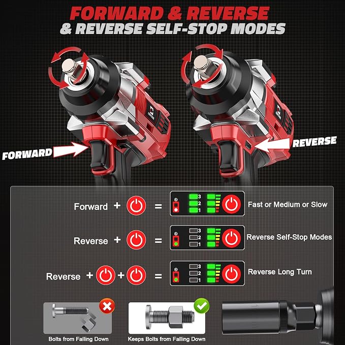 Cerycose Cordless Impact Wrench 1/2 inch for Milwaukee 18V Battery, 900Ft-lbs (1200N.m) Brushless High Torque Impact Gun (No Battery)