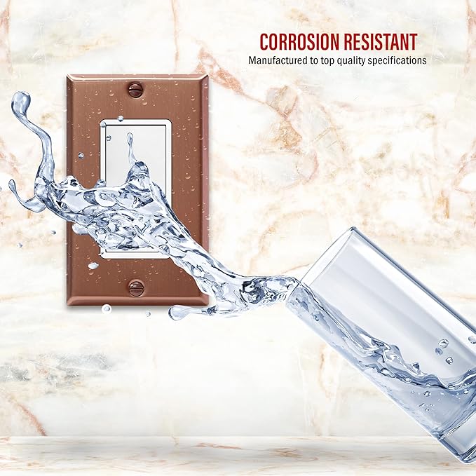 ENERLITES Decorator Switch Metal Wall Plate, Stainless Steel Outlet Cover, Corrosion Resistant, Standard Size 1-Gang 4.50" x 2.76", Stainless Steel 201, 7731-BRG, Brushed Rose Gold