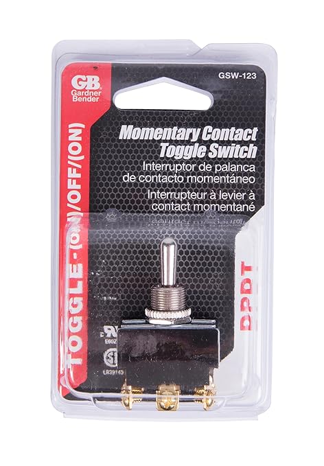 Gardner Bender GSW-123 Electrical Toggle Switch, DPDT, Mom ON-OFF-Mom-ON, 20 A/125V AC, Screw Terminal, Gray