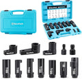 DURATECH 12PCS O2 Oxygen Sensor Socket Set with Storage Case | 22mm, 27mm, 29mm, 7/8" and 1-1/16" Sockets, 3/8" & 1/2" Drive, Thread Chasers