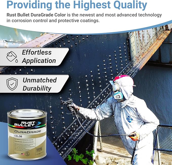 RUST BULLET DuraGrade Color - White - 1 Quart - Advanced Technology Corrossion Control, Rust Inhibitor & Protective Coating, Exceptional Adhesion, UV Resistant
