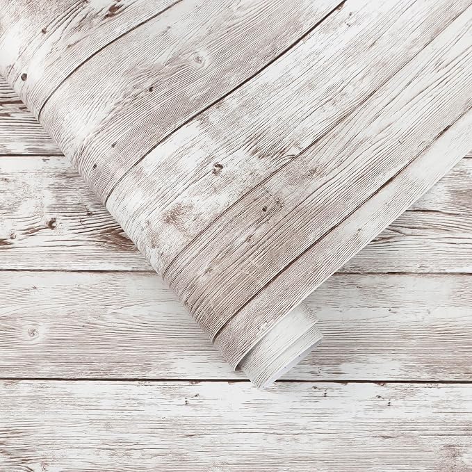 Heroad Contact Paper Peel and Stick Wallpaper Wood Grain Contact Paper for Cabinets Countertop Waterproof Removable Wallpaper Self Adhesive Decorative Shiplap Papel Tapiz para Pared 17.7''x78.7''