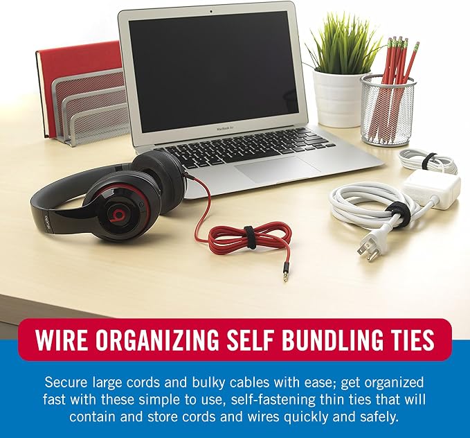 VELCRO Brand 150pk Cable Ties Value Pack, 8in | Gifts for Tech Lovers | For Wire Management and Cord Organizer | Replace Zip Ties with Reusable Straps, Reduce Waste (Pack of 12)