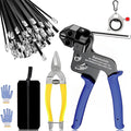155pcs Heavy Duty 304 Stainless Steel Cable Tie Gun Kit | 150pcs(3 Sizes) Black Metal Zip Ties, Self-Locking, UV & Corrosion Resistant, for Fence, Exhaust Wrap, Chicken Coop, Farm Use