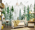 YIHWM-Peel and Stick Nursery Forest Wallpaper Watercolor Pine Tree Mural | Tear-resistant,with a substantial feel;Will not be damaged during repositioning.Boy's Room,kids room wallpaper.M-118"x85"