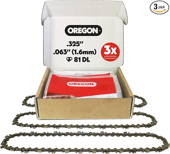 Oregon Chainsaw Chain for 20" Bar, .325" Pitch, .063" Gauge, 81 Drive Links | 3-Pack, Semi-Chisel, Replacement Saw Chain, Fits Several Stihl Models
