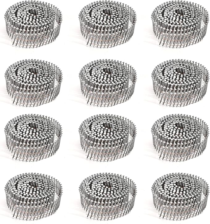 3600 Count Siding Nails, 15-Degree 1-1/2 Inch *.092 Wire Collated Coil Ring Shank Nails, Full Round Head Hot-Dipped Galvanized Siding Nailer