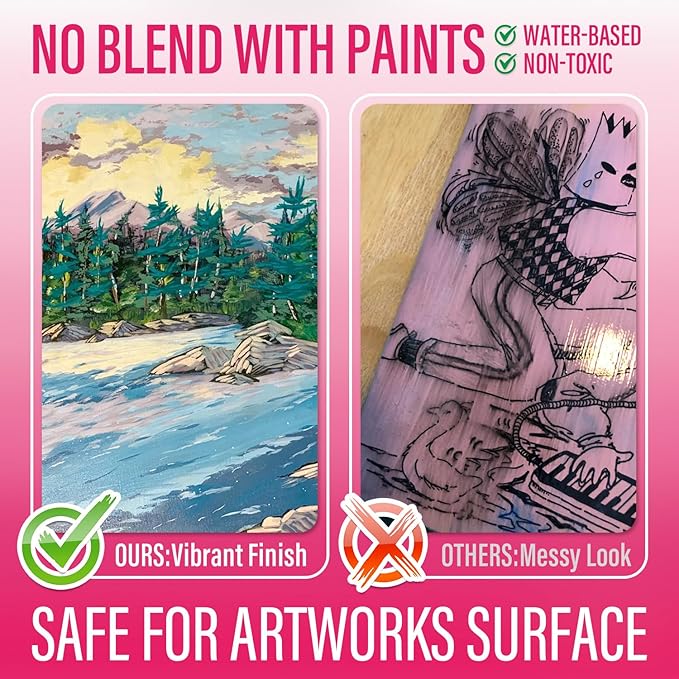 Satin Varnish for Acrylic Painting, Satin & Semi-Gloss Acrylic Varnish, Non-Yellowing, Non-Toxic, Anti-Crazing, Satin Finish, Clear Coat for Artwork, for Pro, Hobby Artists