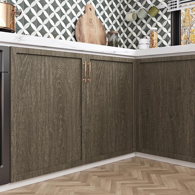 WESTICK Extra Wide Wood Contact Paper 24"x118" Dark Brown Wood Wallpaper Peel and Stick Countertops Waterproof Removable Wooden Countertop Contact Paper for Cabinets Kitchen Dining Tables Walls