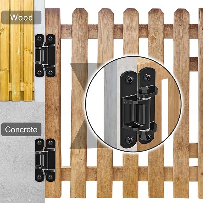 Insaga 6.7'' Heavy Duty Gate Hinges 1100LB Capacity 4PCS of 6mm Steel Hinges with Bearings & Rust-Proof E-Coating, Bolt On Low-Profile Hinges for Fences, Driveway Gates, Locking Screws Anti-Sag Design