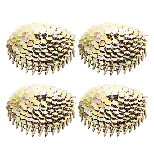 meite 7,200PCS Coil Roofing Nails 1-Inch Leg for Roofing Nailer Gun, 15 Degree Round Head Wire-Weld Collated Roofing Nails, Smooth Shank Electro Galvanized Nails for Roofs Repair Asphalt Shingles