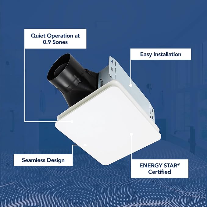 Broan-NuTone Bathroom Exhaust Fan – Easy Retrofit Without Attic Access, Ultra Quiet 0.9 Sones, Effective Ventilation at 60 CFM ENERGY STAR Certified Moisture and Odor Control