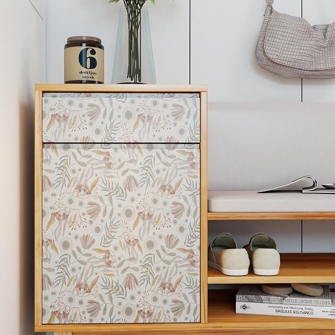 Hopepak Vintage Wallpaper Peel and Stick Floral Wallpaper Boho Floral Contact Paper Removable Self Adhesive for Living Room Bedroom Bathroom Cabinets Wall Decor Vinyl 17.3"×197"