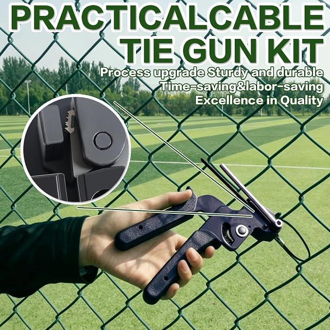 Metal Zip Ties Gun Kit, with 300pcs Uv Resistant Metal Zip, Heavy Duty Adjustable Fastening Cutting Tie Tool Sets，for Chainlink Fence,Exhaust Pipe, Chicken Coop, Farm Use.