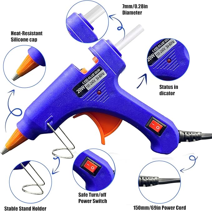 Mini Hot Glue Gun 10pcs Glue Stick Hot Glue Gun Set For Quick Repair Artist DIY Art Home 20w Rose Red