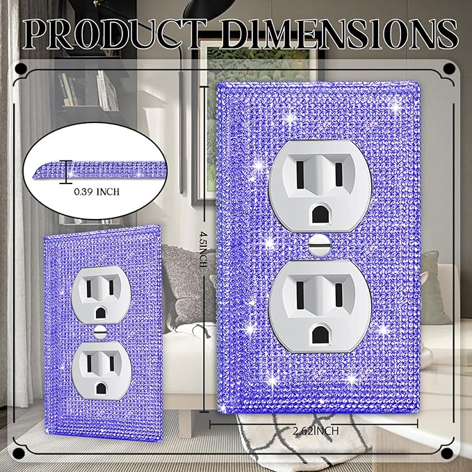 Shiny Purple Rhinestones Outlet Light Switch Plate Decorative Outlet Covers Rhinestone Outlet Cover Wall Plates Light Switch Cover Plate