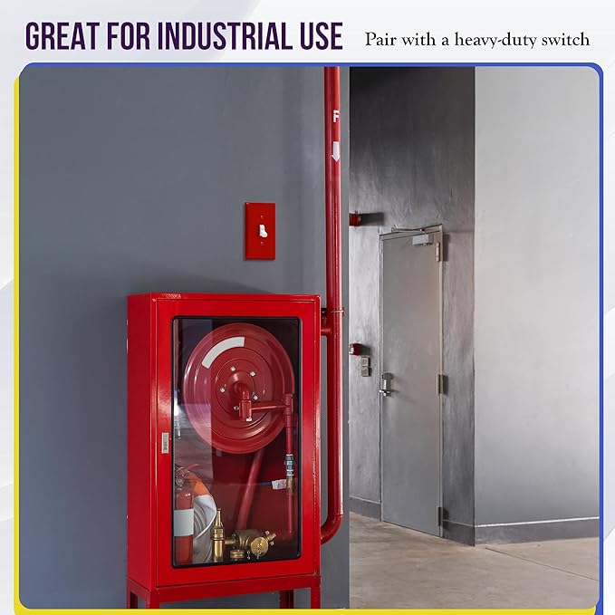ENERLITES Toggle Light Switch Wall Plate, 1-Gang 4.88" x 3.11", Mid-Size, UL Listed, 8811M-R, Red