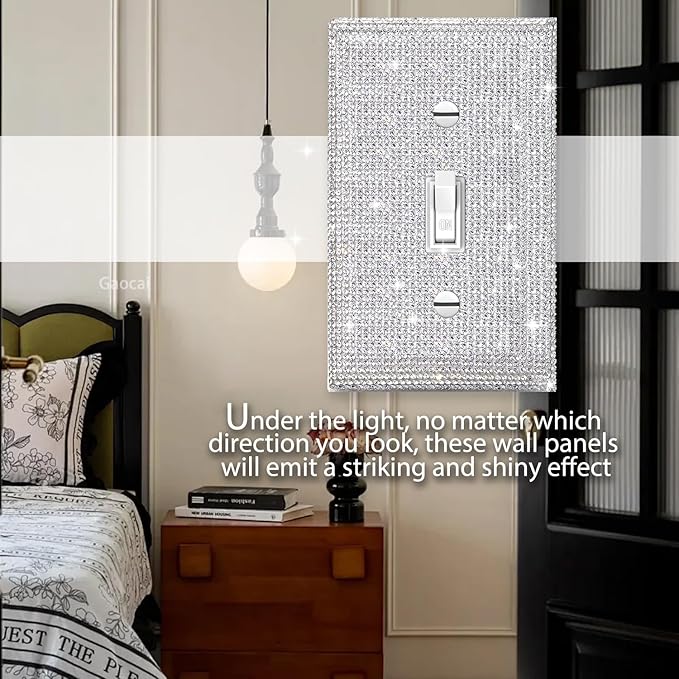 Shiny Silver Rhinestones Wall Plates Light Switch Cover Plate Decorative Wall Plate Single Toggle