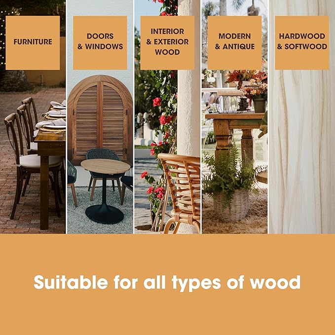 Furniture Clinic Wood Stain | Water Based | Fast Drying, Low Odor, & Non-Toxic | Multiple Finishes | for Indoor & Outdoor Furniture and More | White Ash (85 Fl Oz / 2500ml)